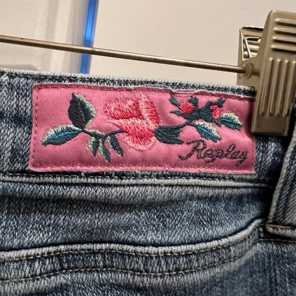 Replay New Luz Jeans Size 29 Flower Patch Skinny Light Wash - Picture 4 of 7